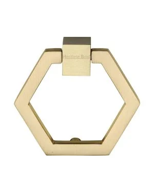 Heritage Brass Cabinet Drop Pull Hexagon Design 51mm Satin Brass finish