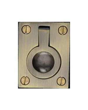 Heritage Brass Cabinet Pull Flush Ring Design 38mm Antique Brass finish