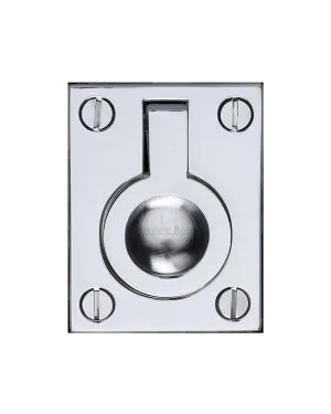 Heritage Brass Cabinet Pull Flush Ring Design 38mm Polished Chrome finish