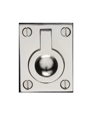 Heritage Brass Cabinet Pull Flush Ring Design 38mm Polished Nickel finish