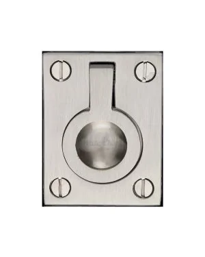 Heritage Brass Cabinet Pull Flush Ring Design 38mm Satin Nickel finish