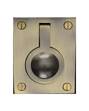 Heritage Brass Cabinet Pull Flush Ring Design 50mm Antique Brass finish