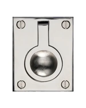 Heritage Brass Cabinet Pull Flush Ring Design 50mm Polished Nickel finish