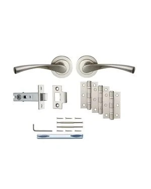 Calypso Handle Latch Pack - Pearlescent Nickel - Essential Door Pack
