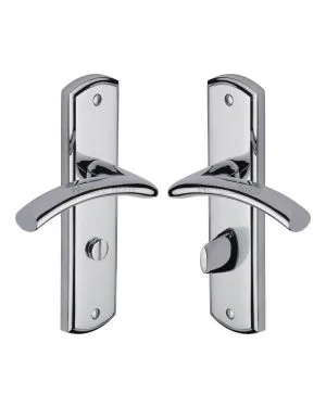Heritage Brass Door Handle for Bathroom Centaur Design Polished Chrome finish