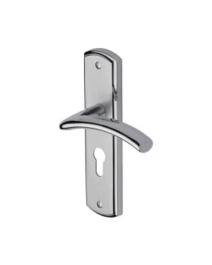 Heritage Brass Door Handle for Euro Profile Plate Centaur Design Apollo finish