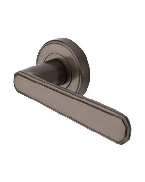 Heritage Brass Door Handle Lever Latch on Round Rose Century Design Matt Bronze finish
