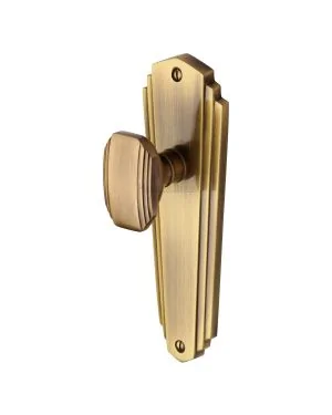 Heritage Brass Mortice Knob on Latch Plate Charlston Design Antique finish