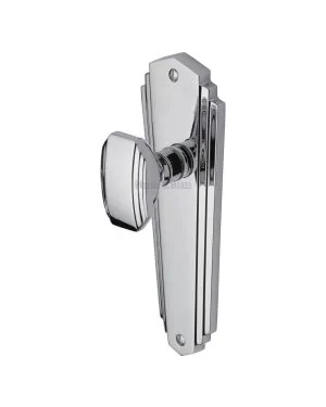 Heritage Brass Mortice Knob on Latch Plate Charlston Design Polished Chrome finish