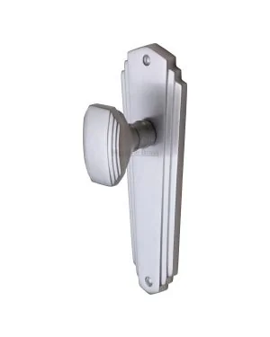 Heritage Brass Mortice Knob on Latch Plate Charlston Design Satin Chrome finish