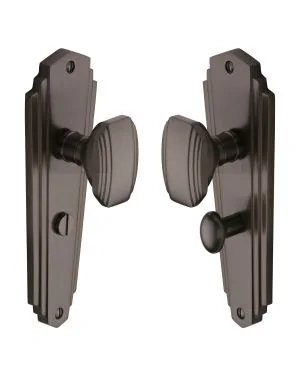 Heritage Brass Mortice Knob on Bathroom Plate Charlston Design Matt Bronze finish