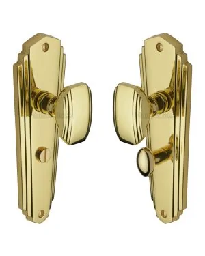 Heritage Brass Mortice Knob on Bathroom Plate Charlston Design Polished Brass finish