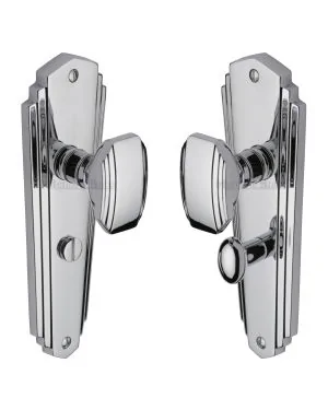 Heritage Brass Mortice Knob on Bathroom Plate Charlston Design Polished Chrome finish