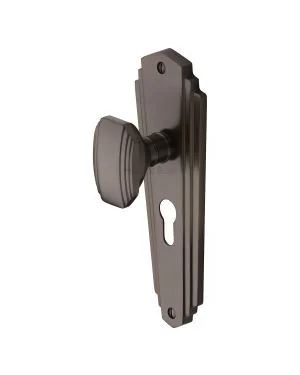 Heritage Brass Mortice Knob on Euro Profile Plate Charlston Design Matt Bronze finish