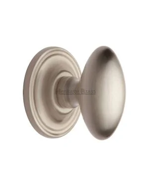 Heritage Brass Mortice Knob on Rose Chelsea Design Satin Nickel finish