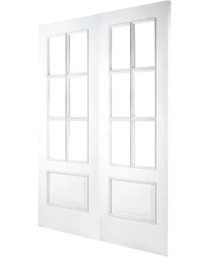 Bolection Iris White 6-Light Smooth Fire Door Pair (FD30)