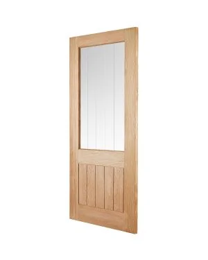 Cottage Oak 1-Panel 1-Light Pre-Finished Fire Door (FD30)