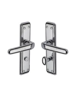 Heritage Brass Door Handle for Bathroom Deco Design Polished Chrome finish