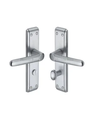Heritage Brass Door Handle for Bathroom Deco Design Satin Chrome finish