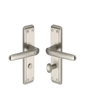 Heritage Brass Door Handle for Bathroom Deco Design Satin Nickel finish