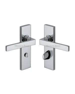 Heritage Brass Door Handle for Bathroom Delta Design Polished Chrome finish
