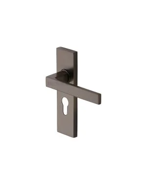 Heritage Brass Door Handle for Euro Profile Plate Delta Design Matt Bronze finish