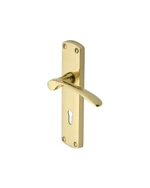 Heritage Brass Door Handle Lever Lock Diplomat Design Polished Brass finish