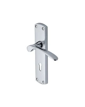 Heritage Brass Door Handle Lever Lock Diplomat Design Polished Chrome finish