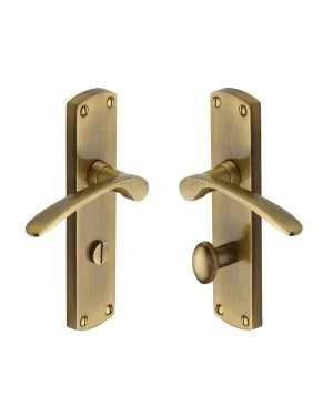 Heritage Brass Door Handle for Bathroom Diplomat Design Antique Brass finish
