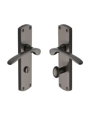 Heritage Brass Door Handle for Bathroom Diplomat Design Matt Bronze finish