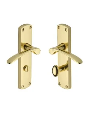 Heritage Brass Door Handle for Bathroom Diplomat Design Polished Brass finish