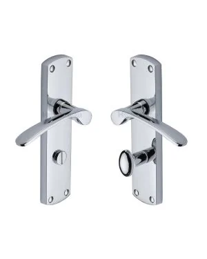 Heritage Brass Door Handle for Bathroom Diplomat Design Polished Chrome finish