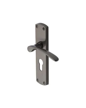 Heritage Brass Door Handle for Euro Profile Plate Diplomat Design Matt Bronze finish