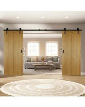 Black Barn Door Sliding Door System - 3m Track