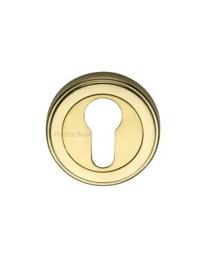 Heritage Brass Euro Profile Cylinder Escutcheon Polished Brass finish
