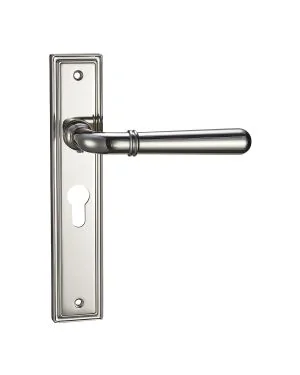 Exeter Backplate Handle Pair - Euro Lock - Polished Nickel