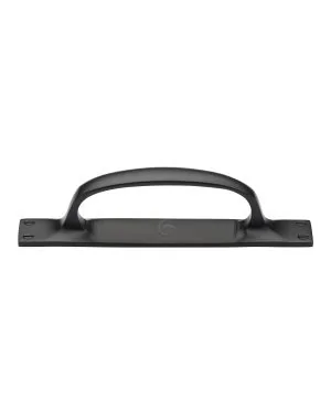 Matt Black Rustic Iron Cabinet Pull Handle On Plate 228mm