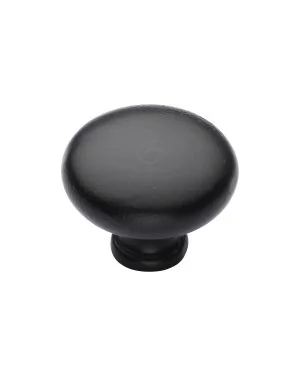 Matt Black Rustic Iron Cabinet Knob Round Design 32mm