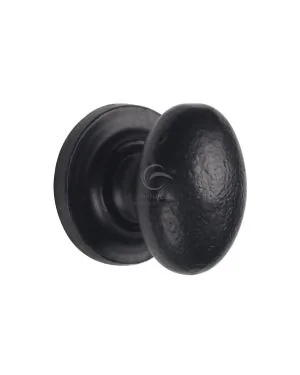 Cabinet Knob Oval Design 38mm Smooth Black Iron