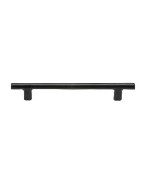 Matt Black Rustic Iron Cabinet Pull Round Bar Design 192mm CTC