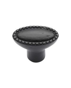 Matt Black Rustic Iron Cabinet Knob Opal Design 38mm
