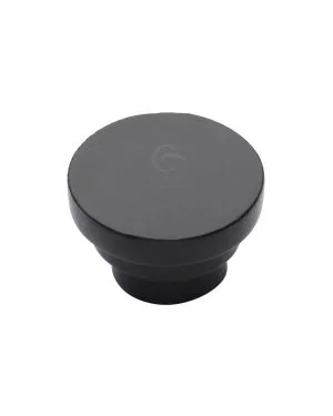 Matt Black Rustic Iron Cabinet Knob Round Stepped Design 32mm