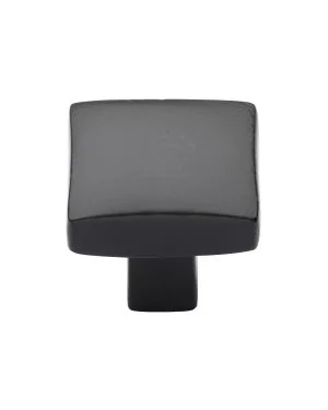Matt Black Rustic Iron Cabinet Knob Square Convex Design 32mm