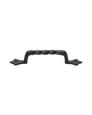 Matt Black Rustic Iron Cabinet Pull Twist Design 143mm CTC