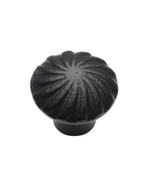 Matt Black Rustic Iron Cabinet Knob Wheel Design 32mm