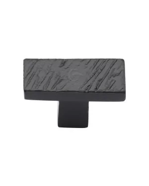 Matt Black Rustic Iron Cabinet Knob Textured Design 41mm