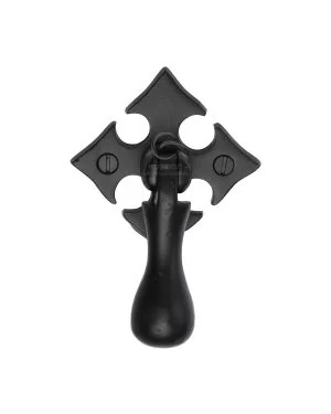 Matt Black Rustic Iron Fleur-De-Lys Cabinet Drop Pull