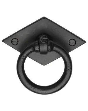 Matt Black Rustic Iron Diamond Cabinet Ring Drop Pull