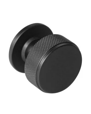 34mm Knurled Cupboard Knob - Black