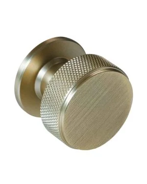 34mm Knurled Cupboard Knob - Antique Brass